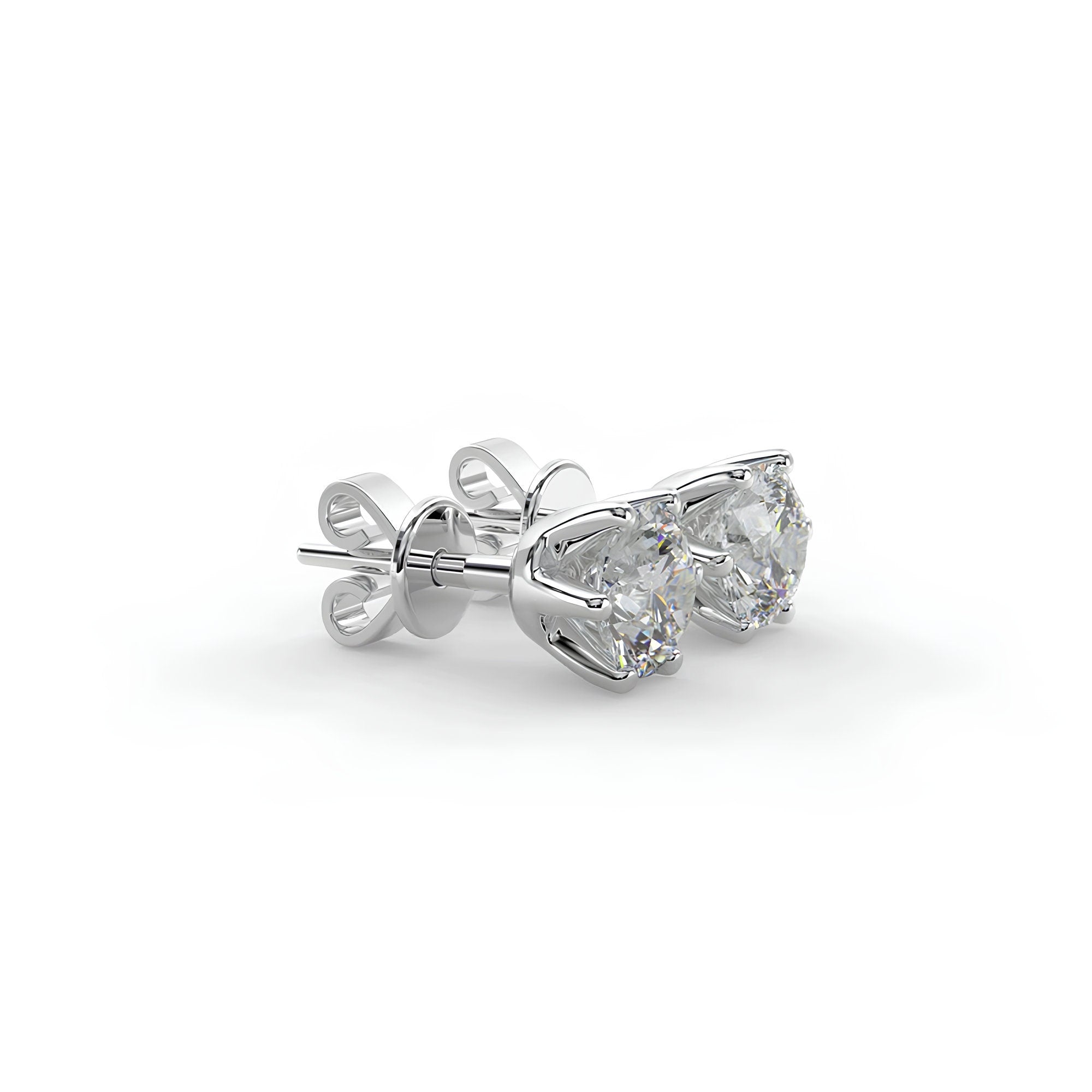 Dazzling EF VS/SI Lab-Grown Diamond Stud Earrings Sparkling 6-Prong Round Cut Design in 14K Gold